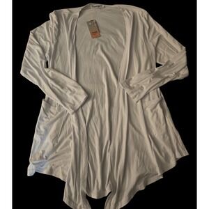 NWT Towncat Womens White Duster Cardigan Asymmetrical Size Large